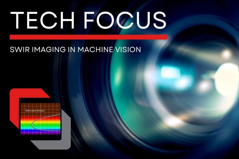SWIR wavelength graph with a close up camera lens