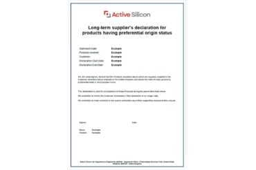 Long-term Supplier's Declaration - Sample thumbnail