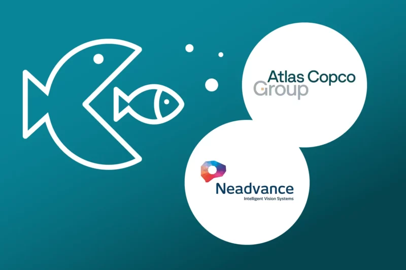 Large fish swallowing small fish with logos