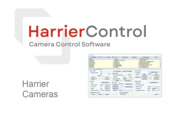 Logo HarrierControl software and image of GUI