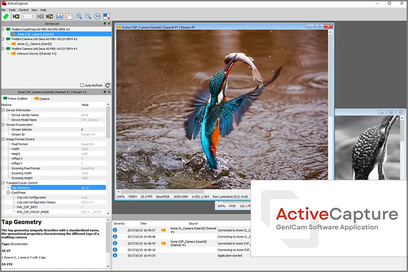 GUI of the ActiveCapture application plus the ActiveCapture logo